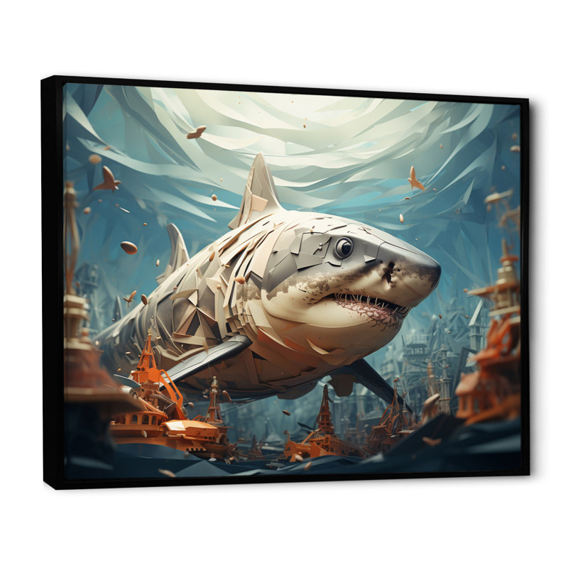 " Shark Coastal Guardian ", Black Floater Framed, 30" H x 40" W x 1.5" D
