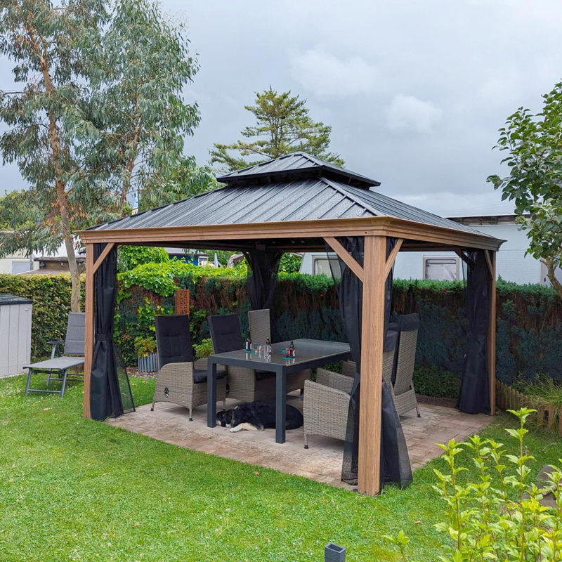 Purple Leaf Aluminium Patio Gazebo with Netting, 12' X 12'