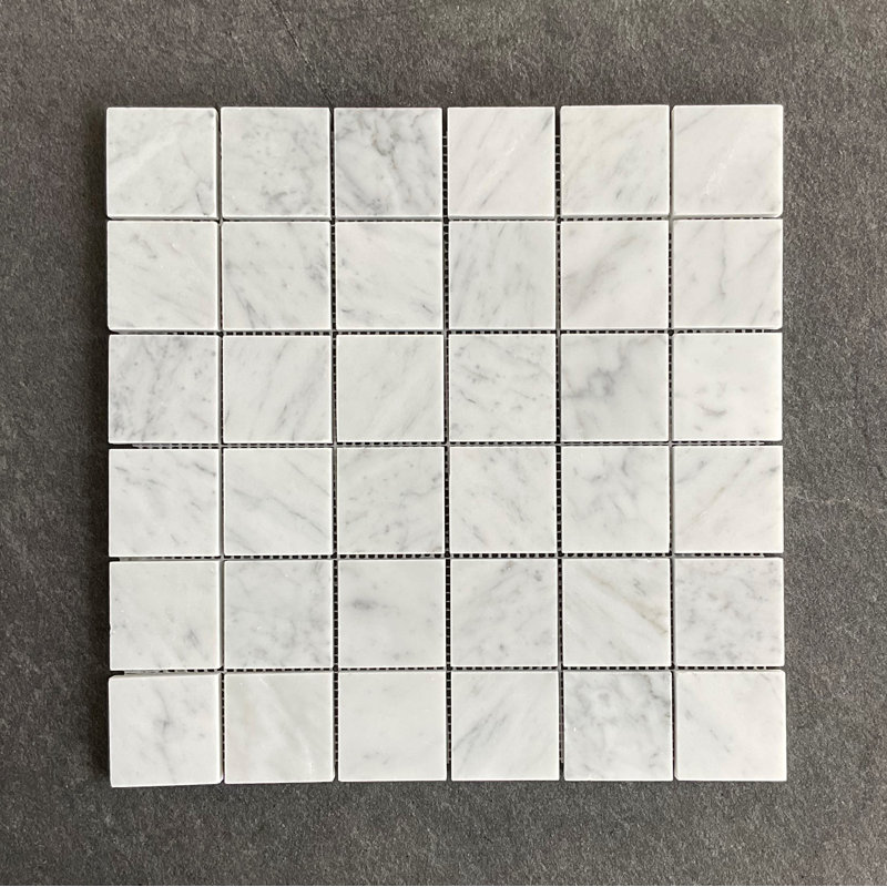 2" x 2" Grid Marble Mosaic Wall & Floor Tile, White Carrara (Honed)