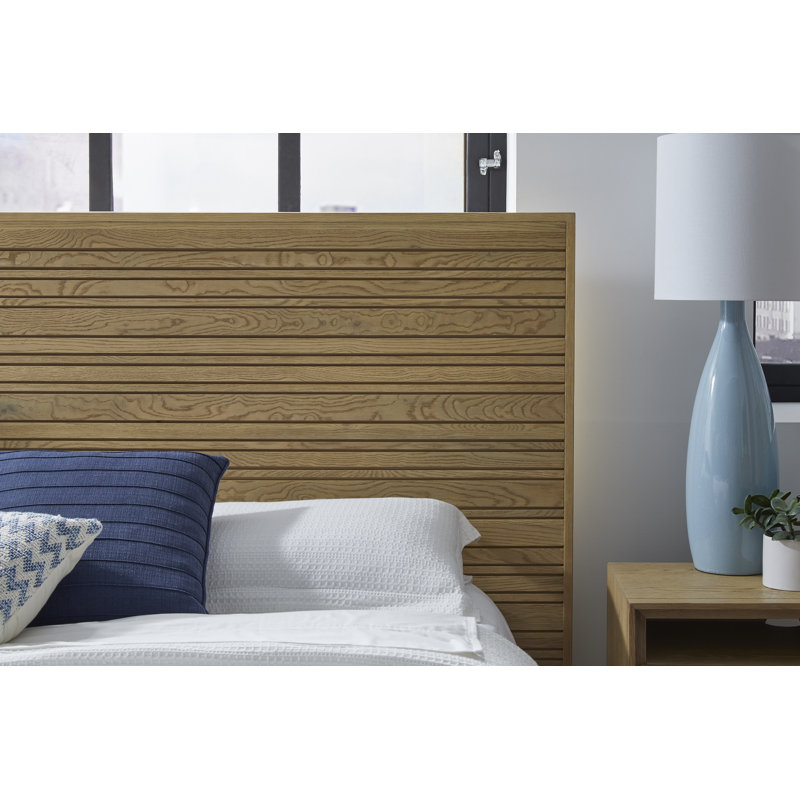 Solid Oak Slatted Platform Bed In Blonde, King