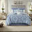 Luxury 8 Piece Bedding Sets, Polyester Blue Damask, Modern Home Comfort