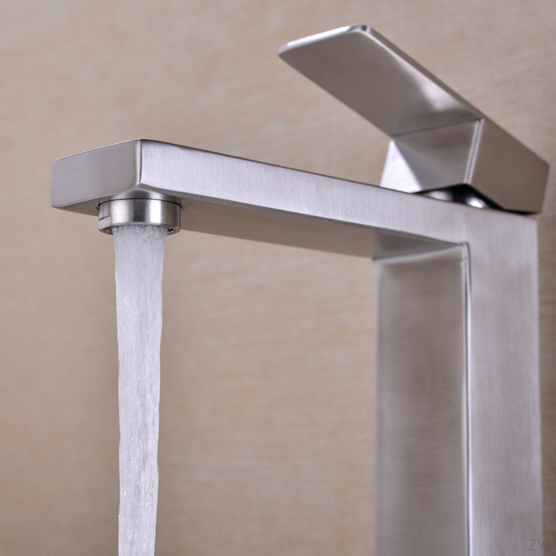 Single Handle Sink Brushed Nickel Vanity Bathroom Faucet, Basin Mixer Tap