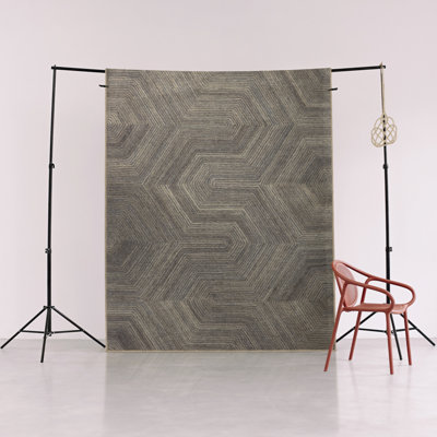 Tapis décoratif moderne à motif géométrique abstrait à motif gris