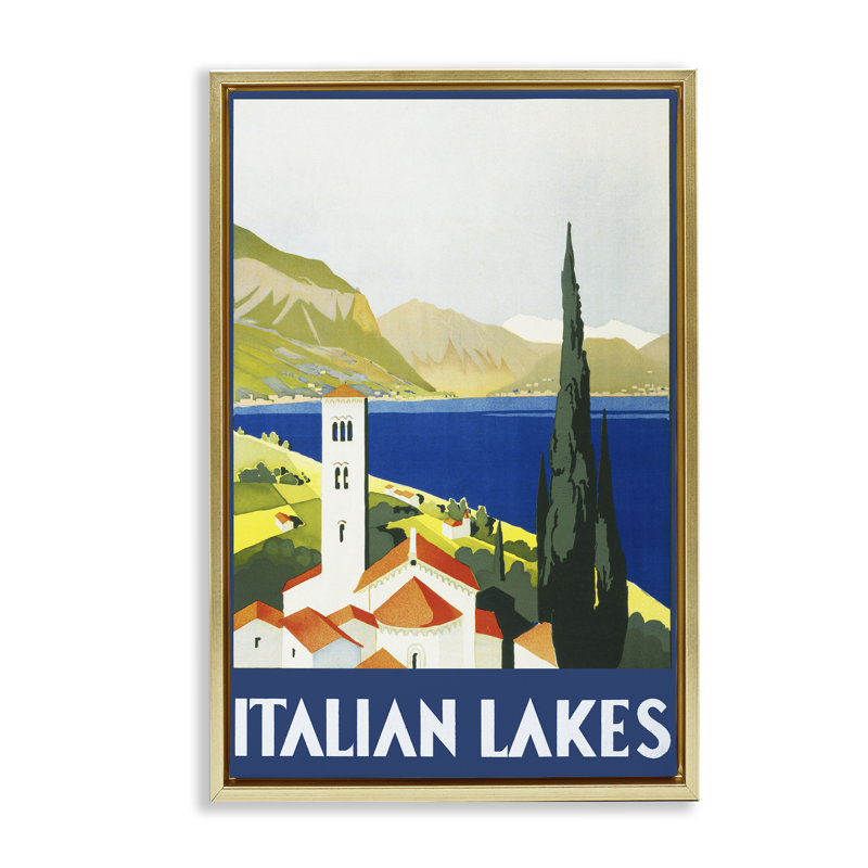 Cadre flottant italien Italian Lakes, par PIDDIX, H 31 po x l 21 po, Cadre flottant métallique doré