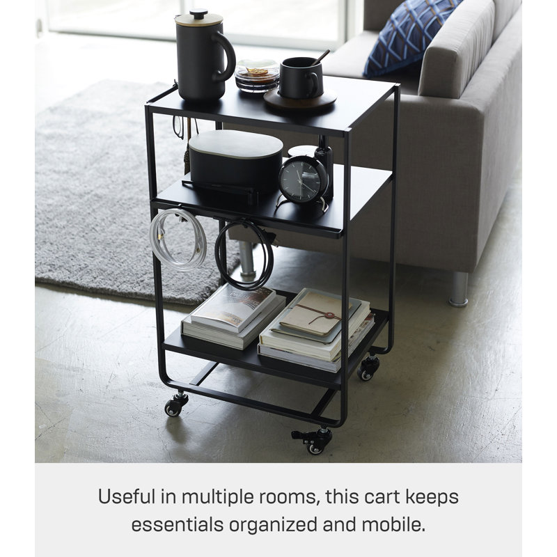 Elegant Black Steel 3-Tier Kitchen Cart with Lockable Wheels