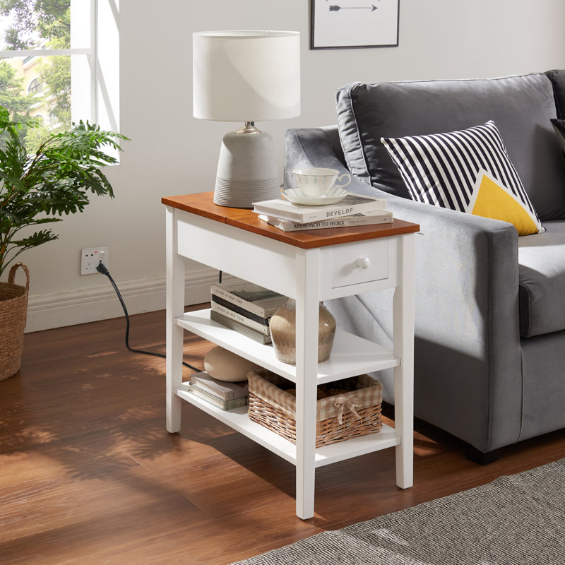 Table de bout rustique avec rangement Farmhouse