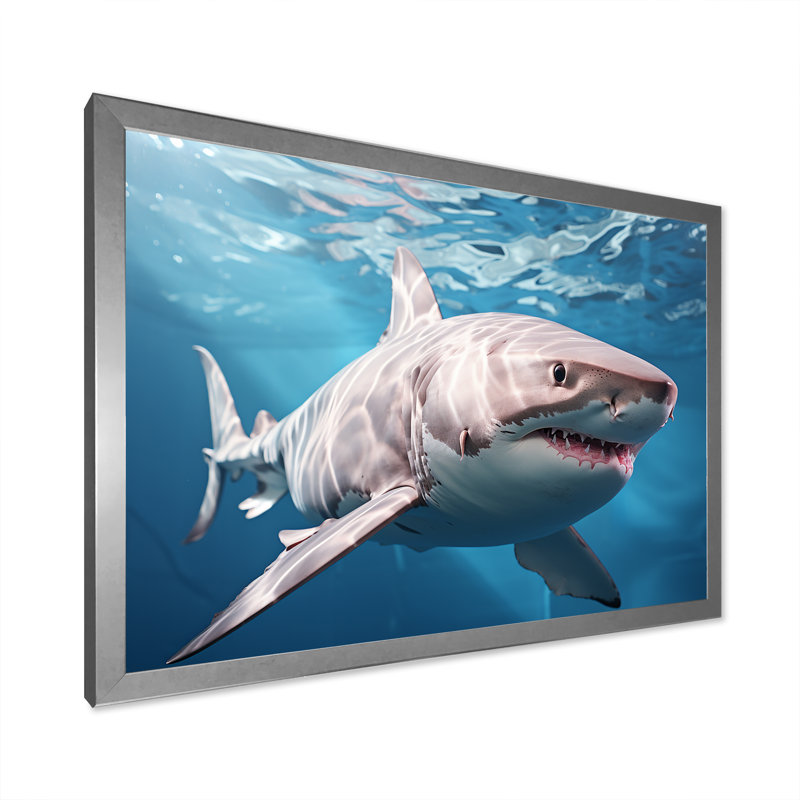 " Oceans Blue Ghost Shark Photography IV ", Silver Single Picture Framed, 12" H x 20" W x 1" D