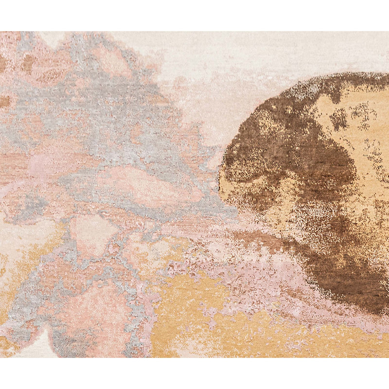 Hand Knotted Abstract Area Rug in Beige/Brown/Gray, Rectangle 8' x 10'