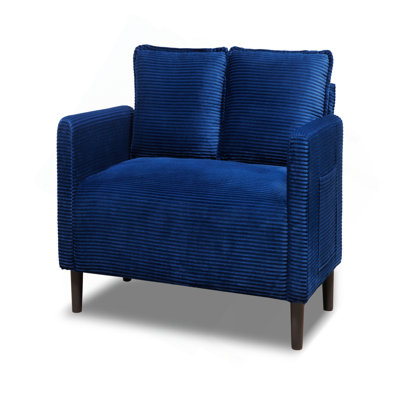 Causeuse de 48 po en velours côtelé avec coussins moelleux, pochette de rangement latérale, panneau en composite robuste et structure en bois massif, éponge à rebond élevé, facile à assembler, idéale pour le salon, un appartement, un dortoir, un bureau.