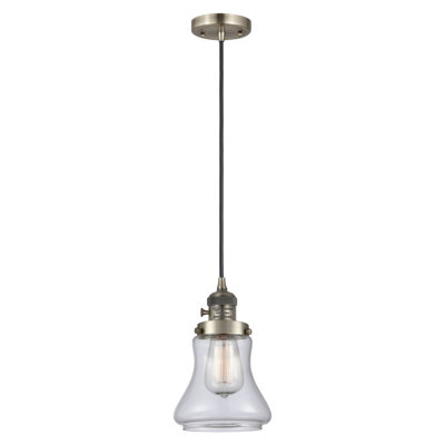 Franklin Restoration - Bellmont - 1 Light 6" Cord Hung Mini Pendant - On-Off Turn Switch - Bulb Not Included- Clear Shade