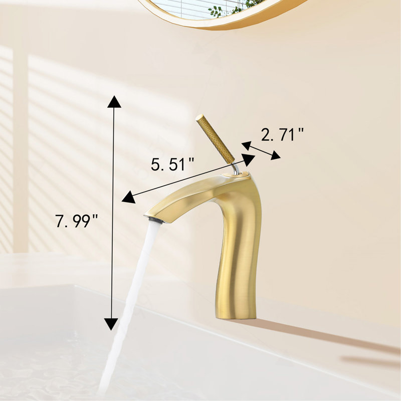 Robinet de lavabo à poignée simple en or brossé, Brushed Gold