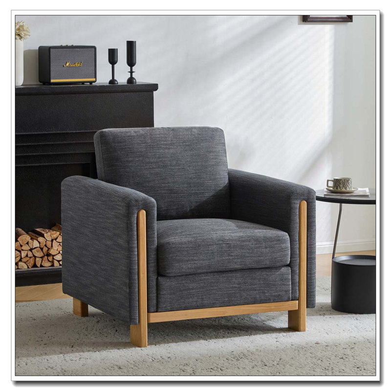 Fauteuil rembourré en tissu, Gris anthracite