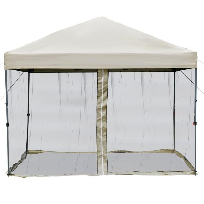 117.6'' W x 117.6'' D Steel Pop-Up Canopy, Beige
