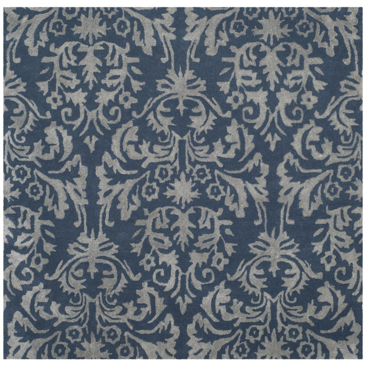 Domingues Hand Tufted Wool/Viscose/Cotton Rug in Navy/Gray