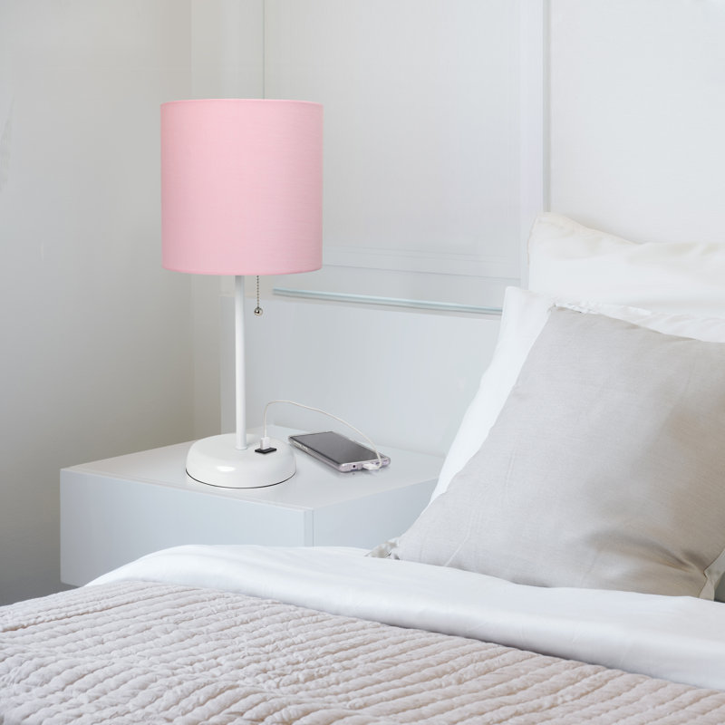 Delp Metal USB Table Lamp, Pink, White, No