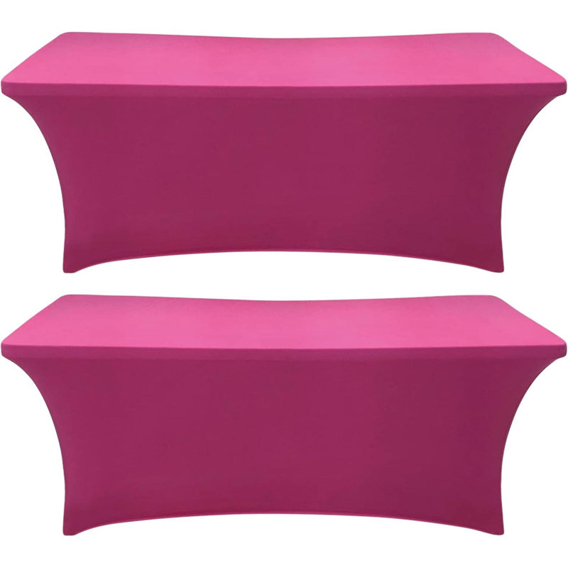 2 Pack Table Cover Fitted Rectangular Tablecloth Stretchable Fabric Lycra Table Cloth 6 Ft Wrinkle-Free For Party Tradeshows Banquet Weddings Cocktail