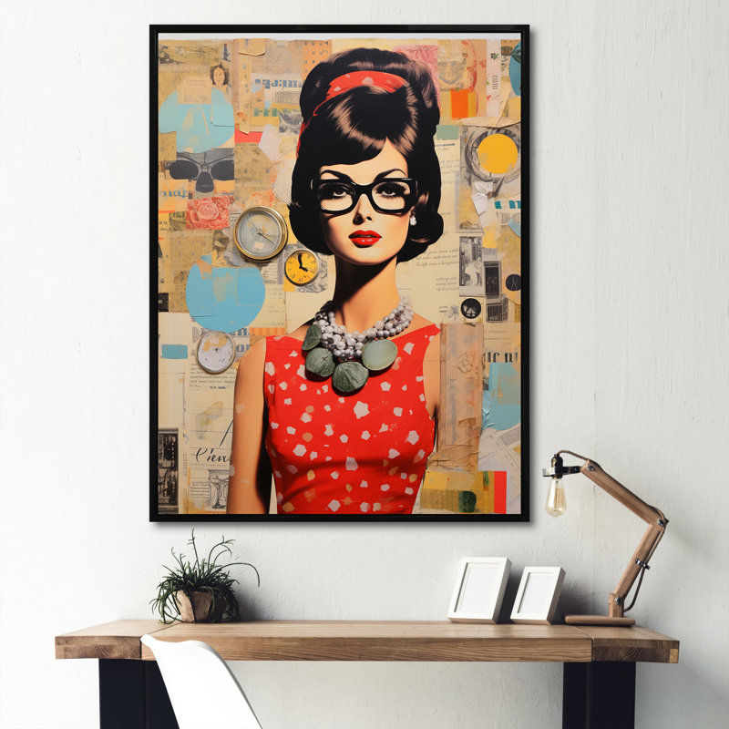 Mid Century Retro Rhythms III - reproduction d'art sur toile, H 20 po x l 12 po x P 1 po, Cadre flottant noir