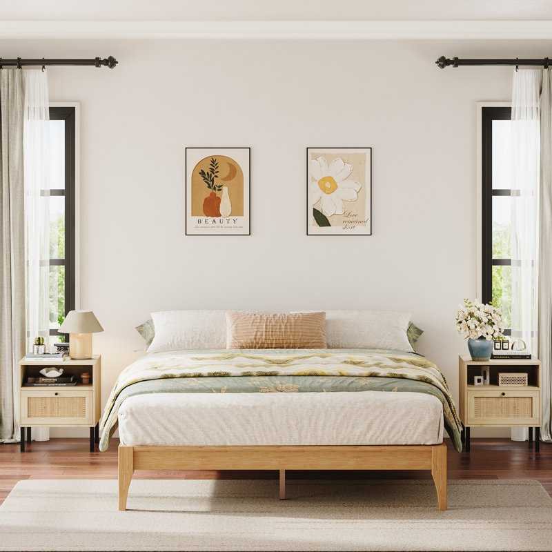Selma Solid Wood Bed, King, Natural