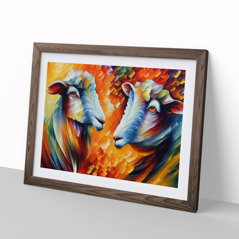 Sheep Painting Vol.1 Abstract - Framed Print, 46cm H x 64cm W x 2cm D, Walnut