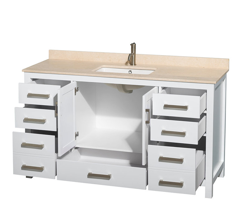 Sheffield 60" Single Bathroom Vanity Set, White