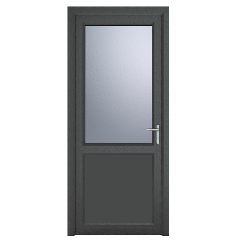 Upvc Single Door, 209cm H x 92cm W x 7cm D, Black/Blue