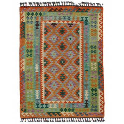 Tapis vert marocain en laine / coton fait à la main 4 pi 11 po x 6 pi 7 po
