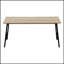 Table basse rectangulaire moderne avec finition taupe foncé et pieds en métal inclinés, idéale pour les petits espaces de vie.