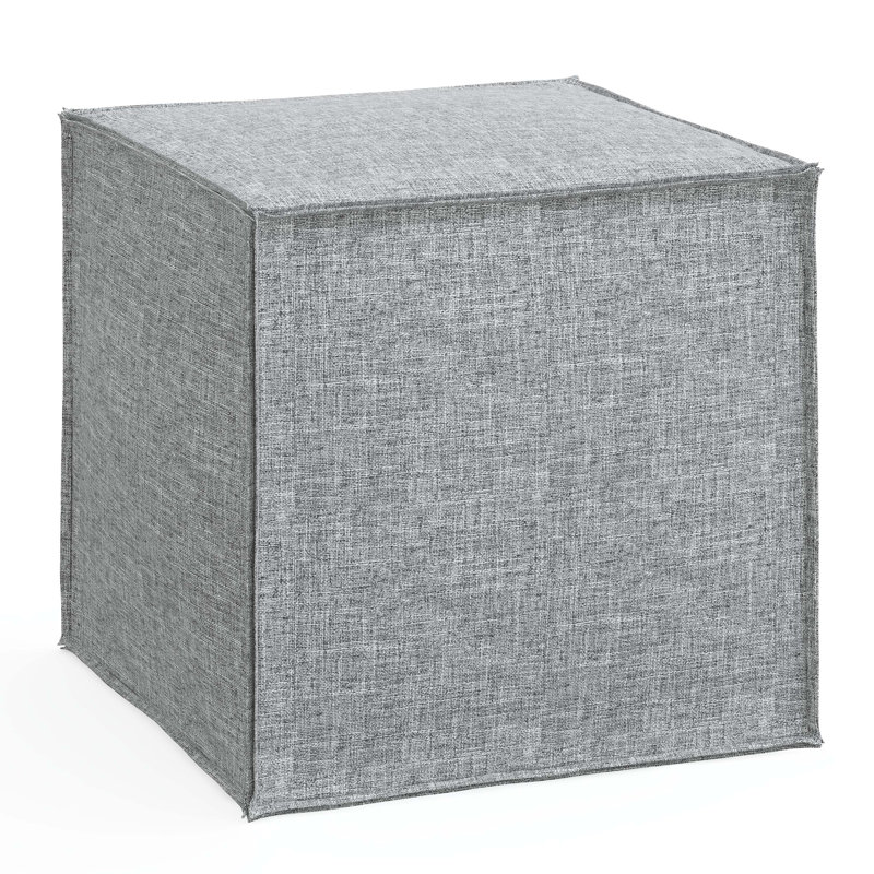 Cohle 19'' Wide Square Cube Ottoman, Zuma Pumice Textured Linen