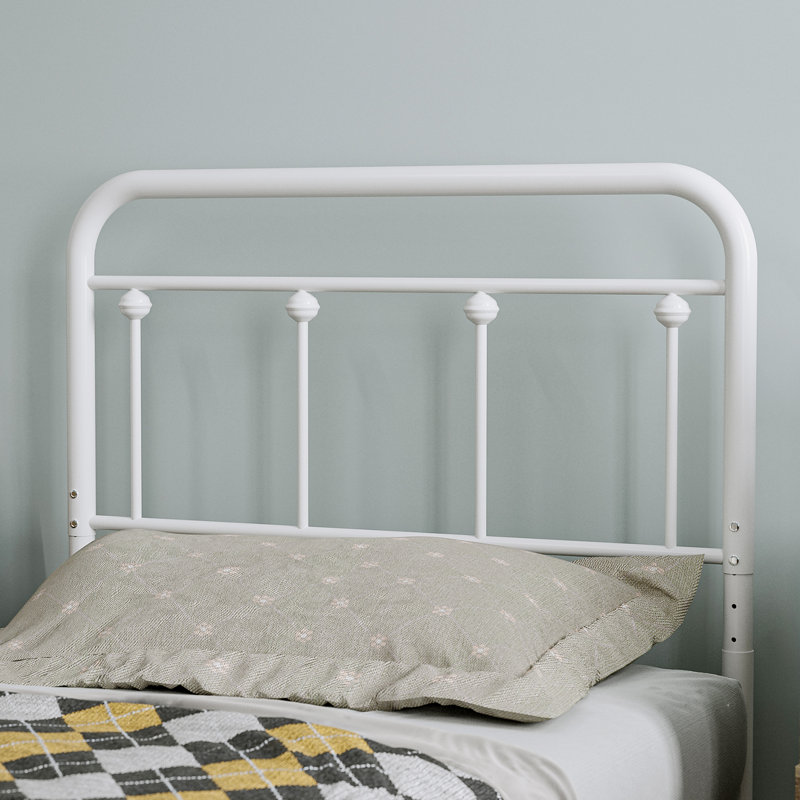 August Grove® Metal Twin Size Headboard, Adjustable Height, Farmhouse Victorian Style, Steel Headboard Only For Bedroom, Easy Assembly, White