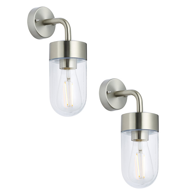 Myla 21cm H Outdoor Barn Light, Brushed Stainless Steel