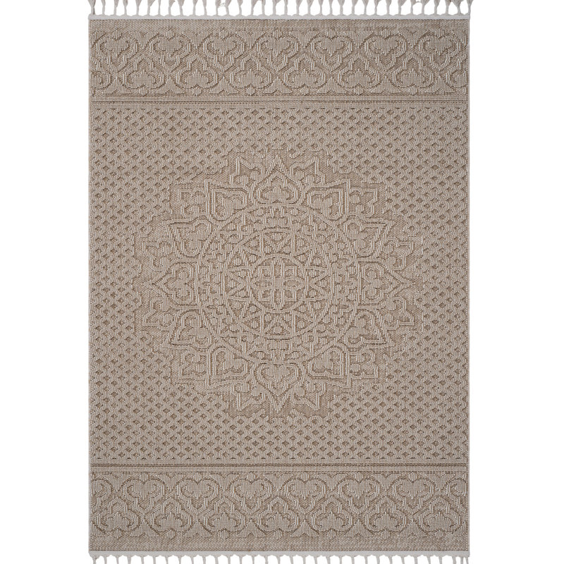 8x10 Beige Medallion Area Rug From Loom & - Non-shedding, Stain , For Nursery Decor Enhances Dorm Room Entryway
