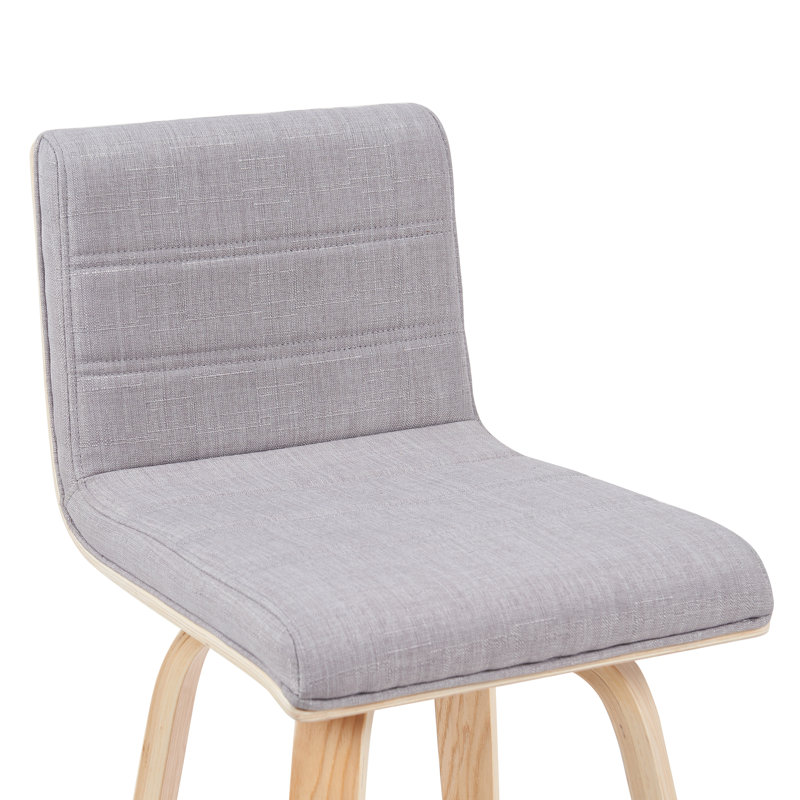Biance Modern Swivel Counter Height or Bar Height Stool with Upholstered Seat and Wood Frame, Natural, Grey