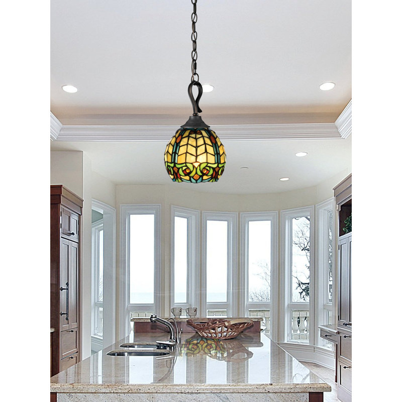 Raphael Antique Bronze Mini Pendant with Amber Glass Shade