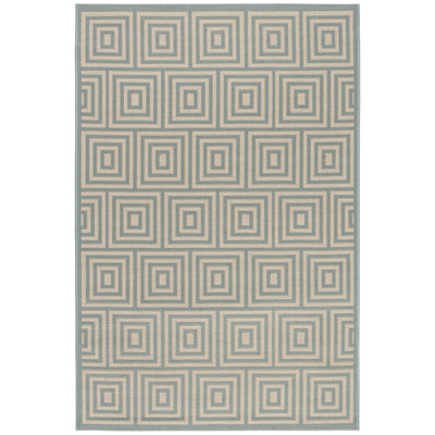 Mckinnon Hooked Indoor/ Outdoor Cream/Aqua Rug