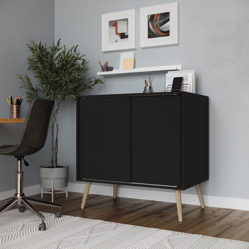 Rectangle Accent Cabinet, Black/Pine