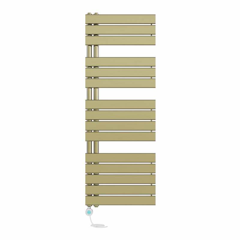 Canberk Designer Towel Rail Heated Towel Rails, Brushed Brass, 138cm H x 50cm W x 6.7cm D