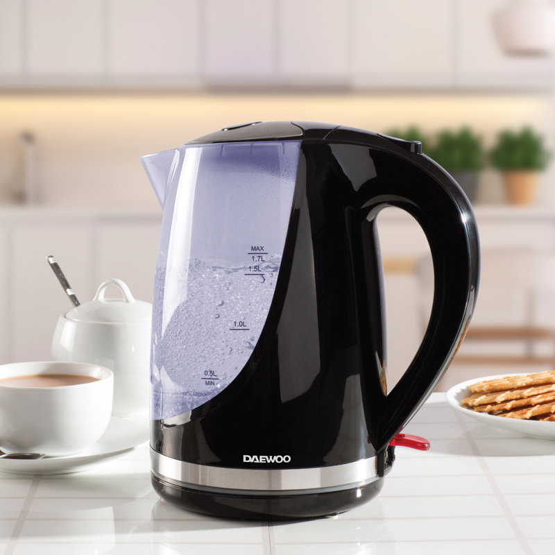 Daewoo 1.7L Plastic Electric Tea Kettle, Black