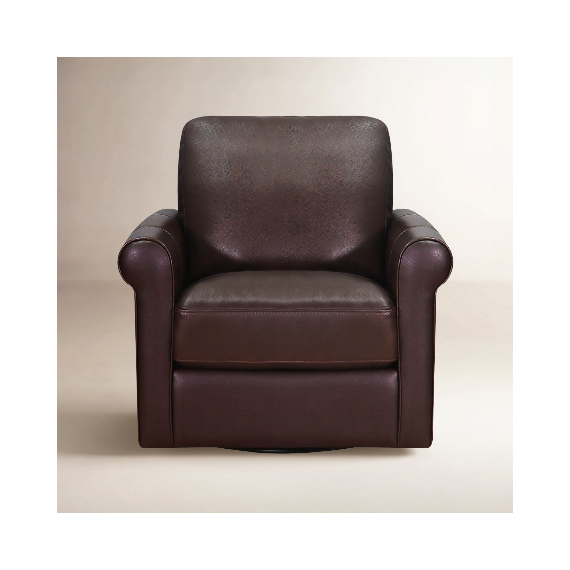 Mayoworth Top Grain Leather Swivel Chair, Brookfield Pirouette Dark Espresso Genuine Leather