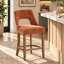Ensemble de 2 tabourets de bar modernes, hauteur du comptoir, rembourrés, pieds en bois, pour îlot de cuisine ou salle à manger, orange