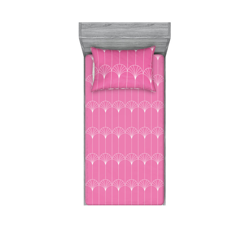 Microfiber Geometric Sheet Set, Pink, Twin Sheet Set with 1 Pillowcase