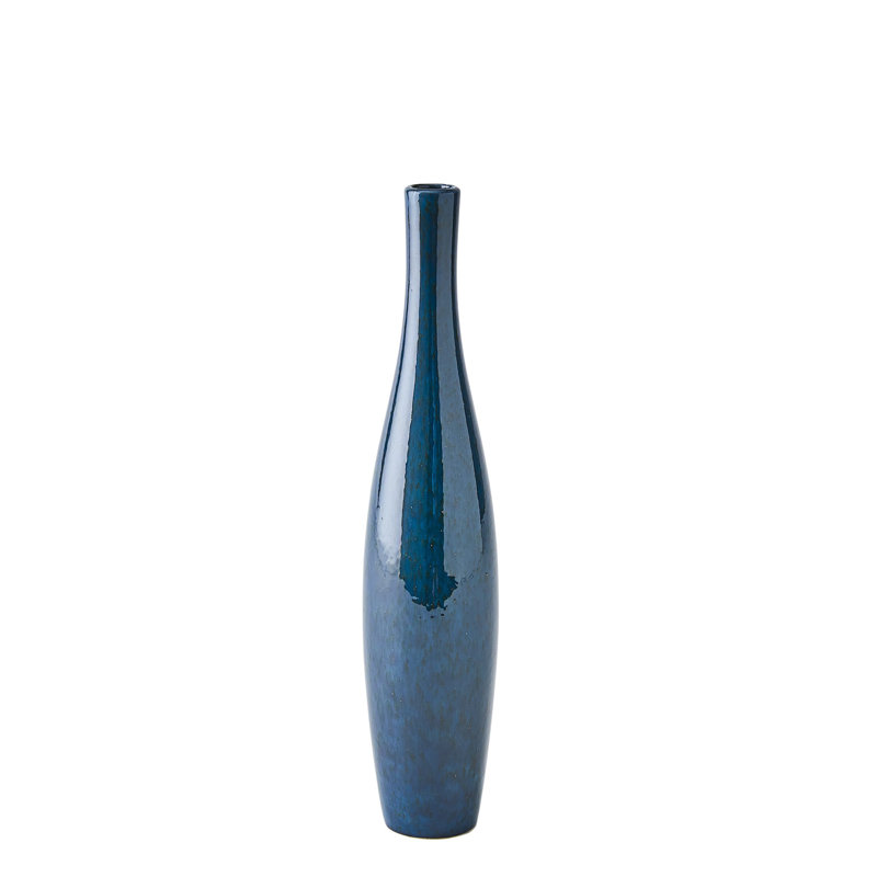 Boliche Vase-Dark -Short, Overall Height-  14.25", Blue