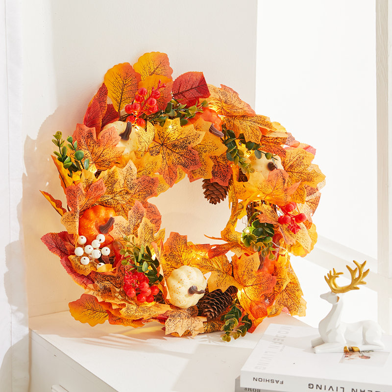 Faux Lighted Mixed Assortment 45cm Wreath