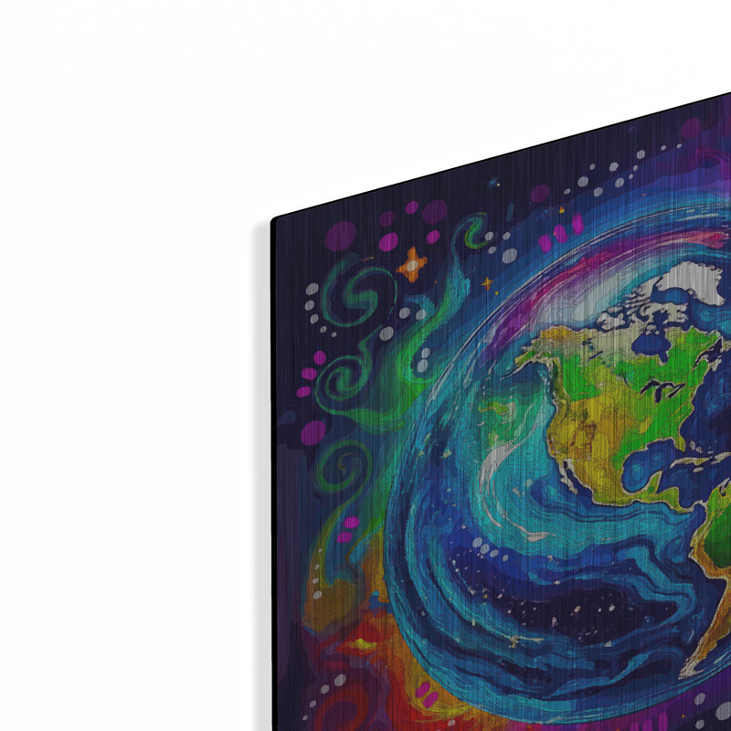 «The World» par Dean Russo, art mural en métal, H 12 po x l 12 po