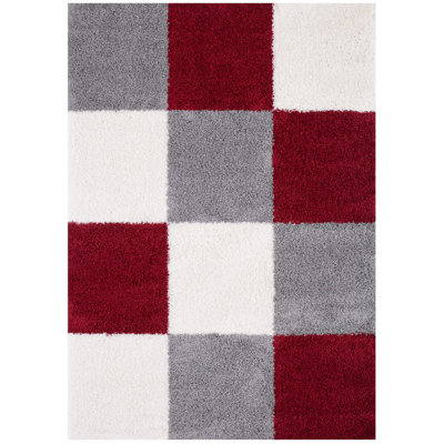 Myshaggy Collection Rugs Geometric Design in Red