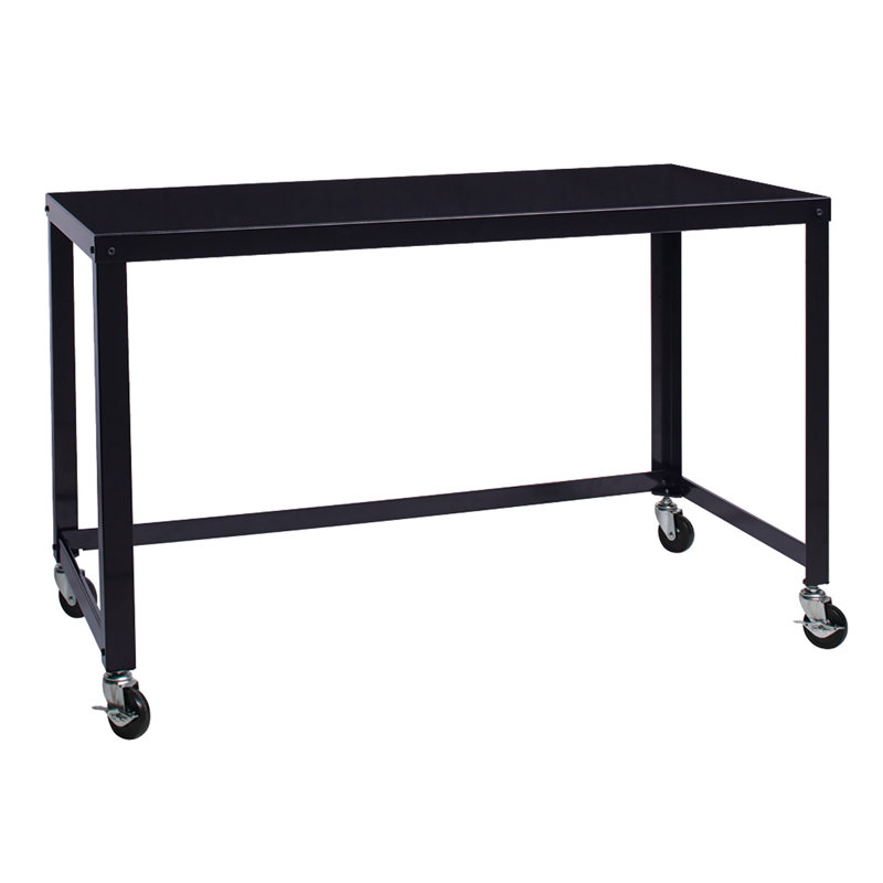 Yeomans Ready-to-Assemble 48-inch Wide Mobile Metal Desk for Home Office, Black