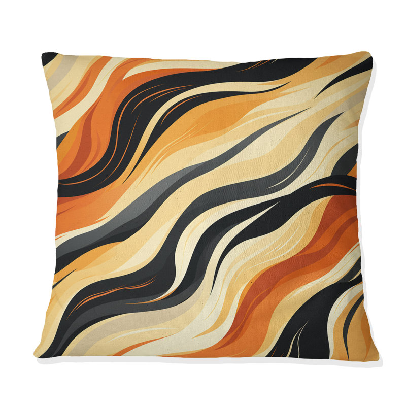 Orange et noir Natures Whispers - Coussin décoratif imprimé, 16" x 16"