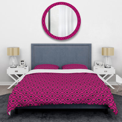 Motif de cercle noir - ensemble de housse de couette abstrait - polyester en microfibre