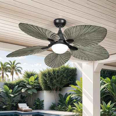 Bay Isle Home 52 Palm Leaf Ceiling Fans With Lights And Remote,Wet