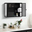 Élégante armoire murale avec trois rangements, noir, pour le salon, la salle de bain, le vestibule, deux portes et une couleur noire-756697986