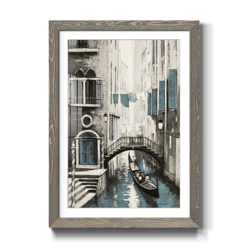 Venise I - reproduction d'art, H 37,5 po x l 27,5 po x P 1,5 po, Grey Framed Paper, Blanc